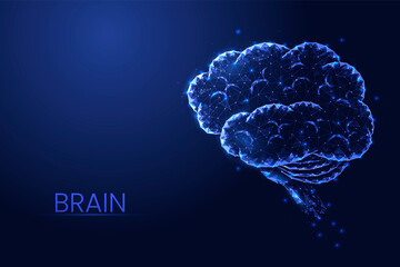 Wall Mural - Human brain background vector. Low poly concept of medicine, mental health, nervous system, innovative technology.