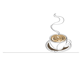 Wall Mural - line art or One Line Drawing of coffee. and Coffee cup shop concept. minimalist,