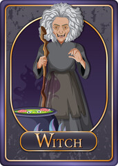 Poster - Old witch character game card template