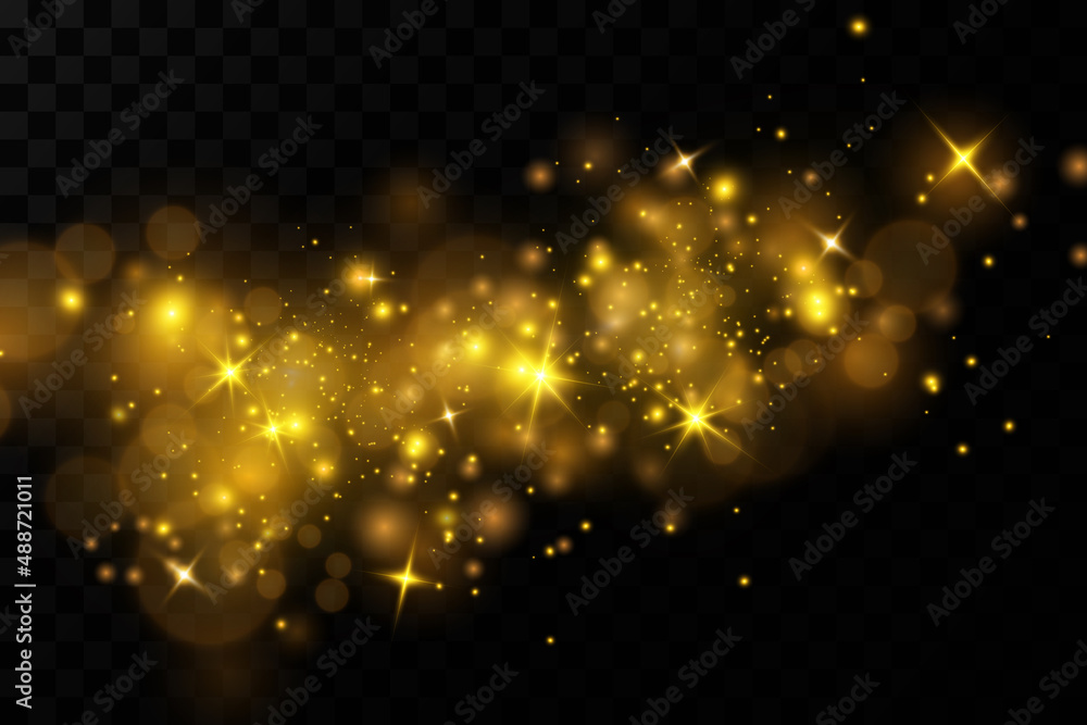 Christmas light effect. Sparkling magical dust particles.The dust ...