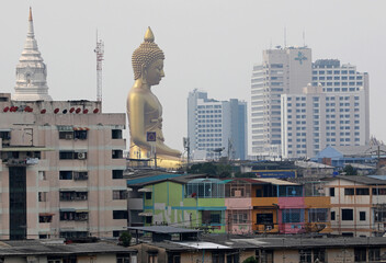 A giant buddha statue at temple in Bangkok city.