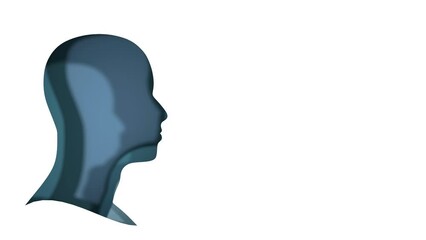 Wall Mural - Abstract background with paper cut shapes. Human head in paper cut style