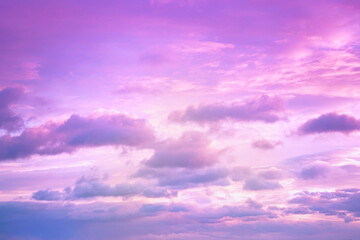 Wall Mural - pink purple sky with clouds. beautiful sunset. delicate background for design.