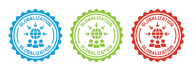 Poster - Globalization icon set. People with globe icon vector illustration.