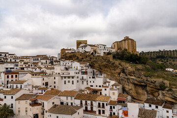 Sticker - view of the landmark town of Setenil de las Bodegas in Andalusia