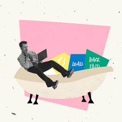 Creative design. Thoughtful man workinmg on developing application, backend