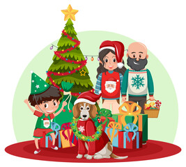 Poster - Happy family celebrating Christmas at home