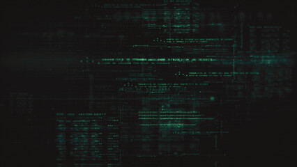 Fototapete - Artificial Intelligence Cryptocurrency Blockchain Matrix Simulation and deep learning performing analytic computational background