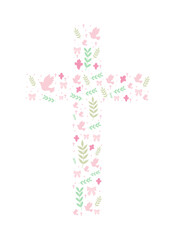 Sticker - floral christian cross