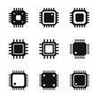 Electronic chip vector icon isolated on white background. Computer chip icon, cpu microprocessor chip icon.