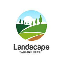 Sticker - landscaping round logo design