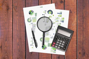 Canvas Print - Business graphs, charts on table. Financial development, Banking Account, Statistics concept