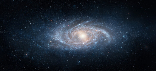 Wall Mural - view from space to a spiral galaxy and stars. universe filled with stars, nebula and galaxy,. elemen