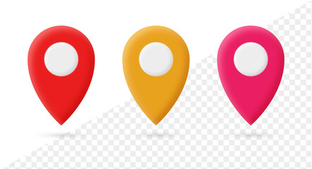 Poster - 3D location pin pointer icon . isometric red map pointers icons - place location and destination symbols - Pin marke map 3d icon