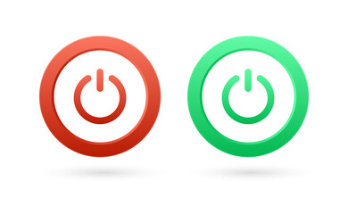 Aufkleber - Power icon button with turn on and off buttons in modern frame and shut down switch power icons in round circle buttons in red and green colors	
