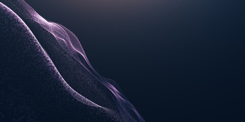 Wall Mural - creative blue particles wave background. abstract dynamic mesh. big data technology. soft wave line 