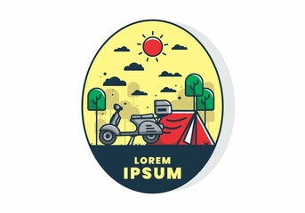 Wall Mural - Camping with scooter flat illustration