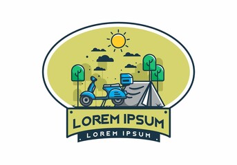 Wall Mural - Camping with scooter flat illustration