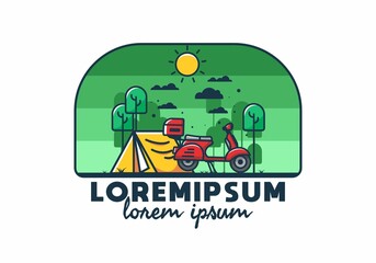 Wall Mural - Camping with scooter flat illustration