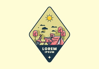 Wall Mural - Camping with scooter flat illustration