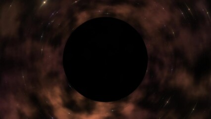 Wall Mural - Slow zoom into supermassive black hole  in brown orange nebula