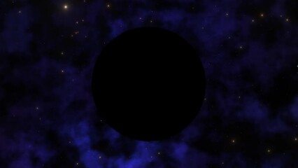 Wall Mural - Slow zoom into supermassive black hole  in dark blue nebula