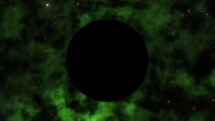 Wall Mural - Slow zoom into supermassive black hole  in light green nebula