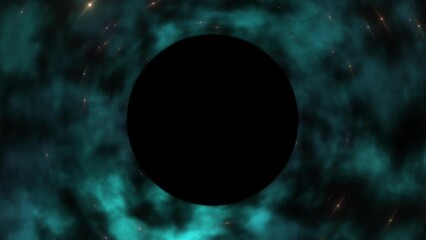 Wall Mural - Slow zoom into supermassive black hole  in teal nebula