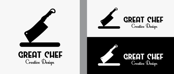 Wall Mural - chef knife logo design template with silhouette in creative and simple concept. premium vector logo illustration