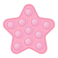 Wall Mural - Pop it soft pink star for a Valentines day as a fashionable silicon fidget toy. Addictive anti-stress cute toy in pastel colors. Bubble popit for kids. Vector illustration isolated on a white