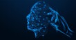 © Ilya - The process of programming artificial intelligence. Transformation of the hand into a control tool. The printed circuit board forms the contour of a person's face. Mind control. Polygonal design.