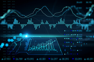 Wall Mural - forex chart and graph hologram illustration. business and invest concept. 3d rendering