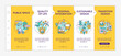 Principles of urban design yellow onboarding template. Life quality improving. Responsive mobile website with linear concept icons. Web page walkthrough 5 step screens. Lato-Bold, Regular fonts used
