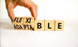 © Dzmitry - Adaptable or flexible symbol. Businessman turns wooden cubes and changes the word Adaptable to Flexible. Beautiful white table white background, copy space. Business, adaptable or flexible concept.