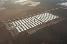 Aerial View Of An Industrial Poultry Farm, A Lot Of Modern Poultry Rearing Buildings
