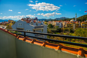 Wall Mural - MARMARIS, TURKEY: View from the terrace of the mosque and hotels with apartments in Marmaris.