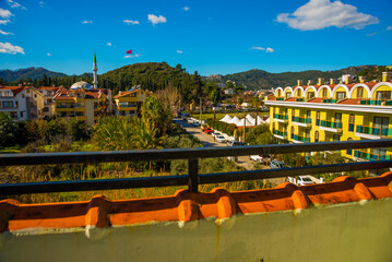 Wall Mural - MARMARIS, TURKEY: View from the terrace of the mosque and hotels with apartments in Marmaris.