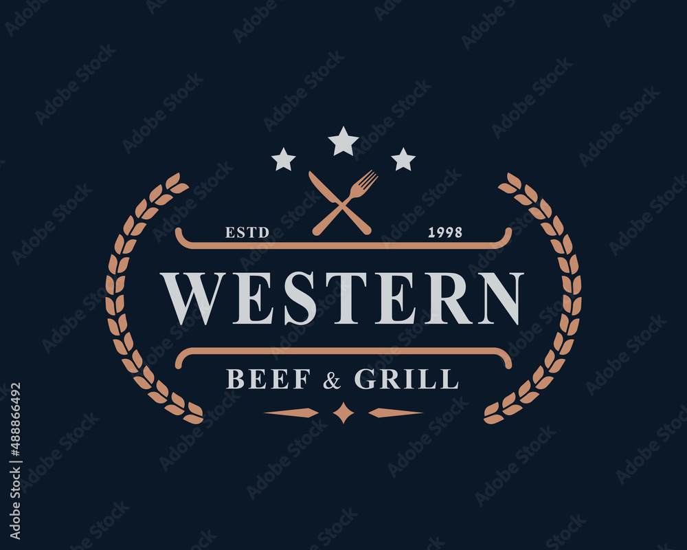 Vintage Retro Badge for Restaurant and Cafe Logo Emblem Design Symbol ...