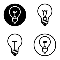 Lightbulbs1-3 Flat Icon Set Isolated On White Background