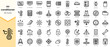 Simple Outline Set of air conditioner icons. Linear style icons pack. Vector illustration