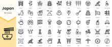 Simple Outline Set Of Japan Outline Icons. Linear Style Icons Pack. Vector Illustration