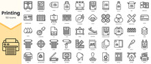 Simple Outline Set Of Printing Icons. Linear Style Icons Pack. Vector Illustration