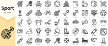Simple Outline Set Of Sport Icons. Linear Style Icons Pack. Vector Illustration