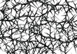 Hand drawn vector seamless black and white pattern of messy impenetrable tangled briar patch with thorns.