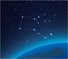 Wall Mural - Constellation Pegasus with planet in deep space