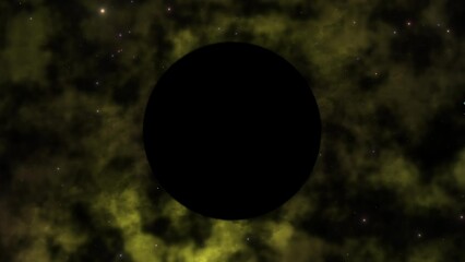 Wall Mural - Slow zoom into supermassive black hole  in yellow nebula