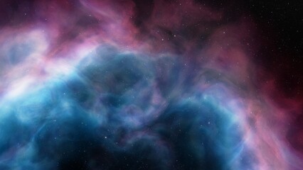 nebula gas cloud in deep outer space, science fiction illustrarion, colorful space background with stars 3d render