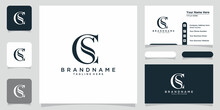 Alphabet CS Or SC Illustration Monogram Vector Logo Template With Business Card Design