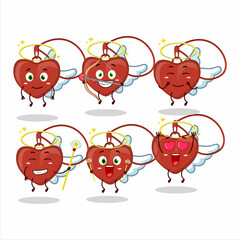 Sticker - Red heart necklace cartoon designs as a cute angel character