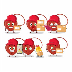 Wall Mural - Cartoon character design of red heart necklace working as a courier